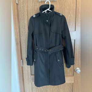 Kenneth Cole military-style coat, women’s size 2, black. Good condition.